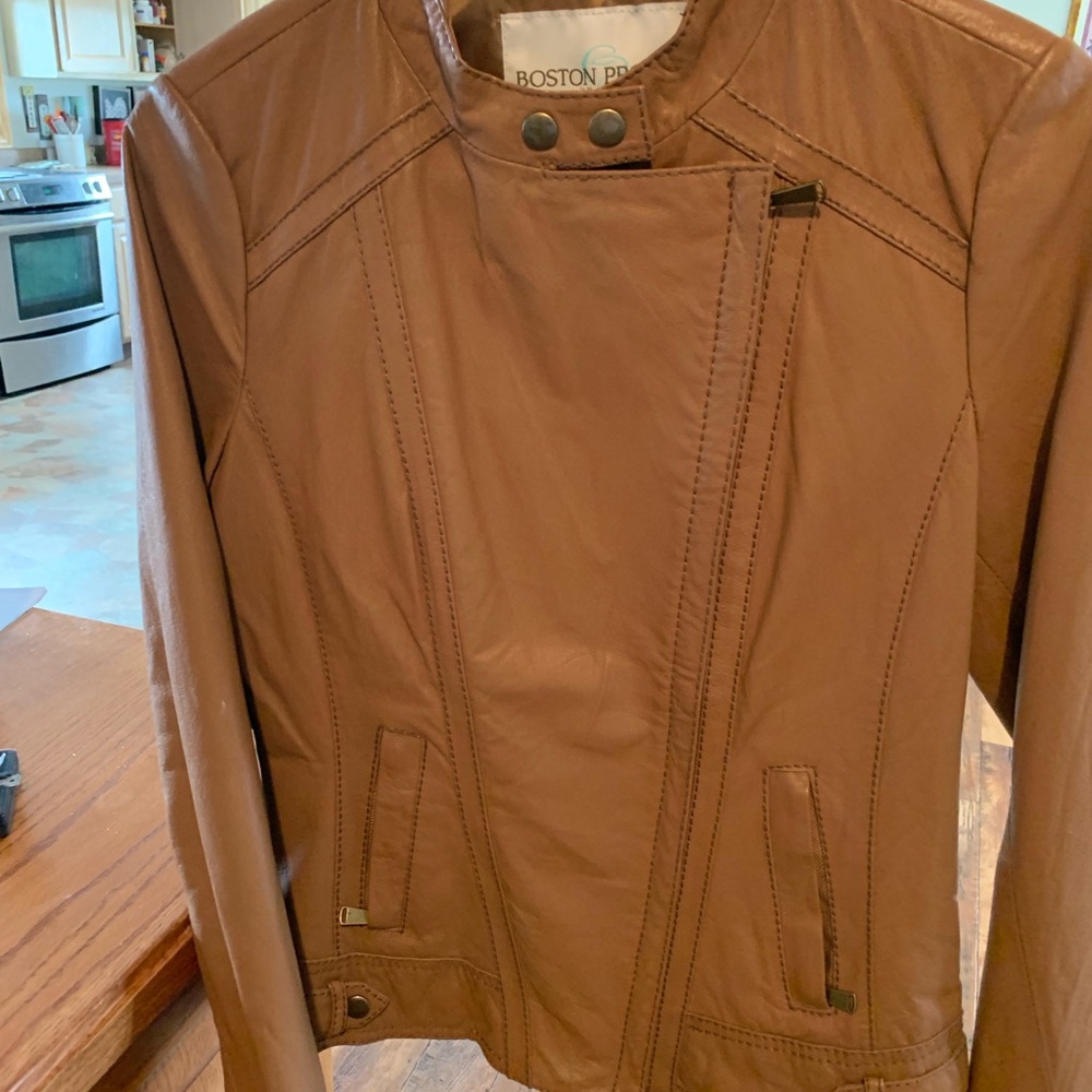 Boston Proper Leather Bomber Jacket, XS